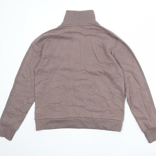 GOODMOVE Womens Brown Cotton Pullover Sweatshirt Size 10 Zip