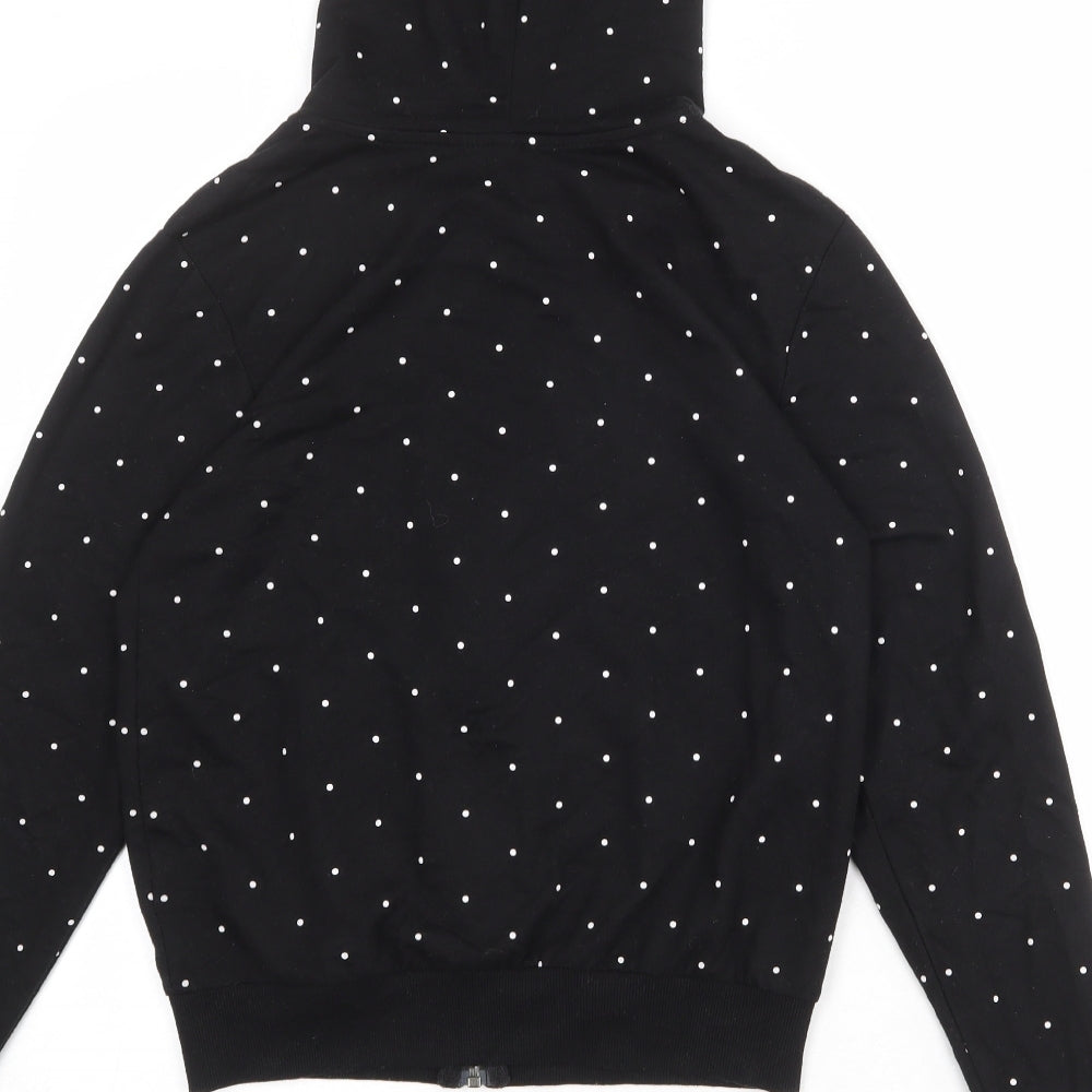 Divided by H&M Womens Black Polka Dot Cotton Full Zip Hoodie Size XS Zip