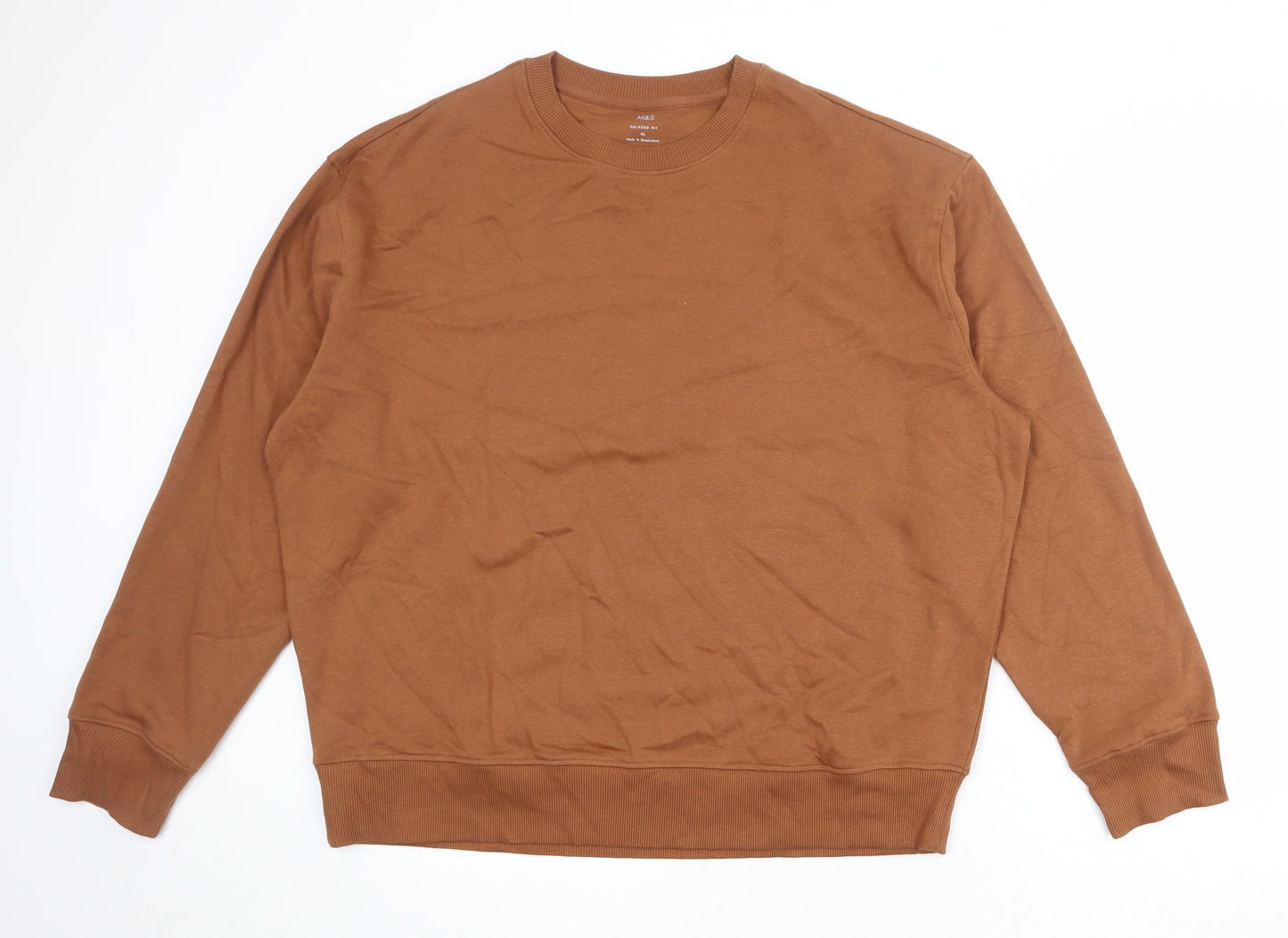 Marks and Spencer Mens Brown Cotton Pullover Sweatshirt Size XL