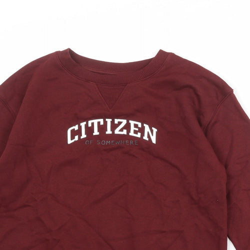 Marks and Spencer Boys Red Cotton Pullover Sweatshirt Size 11-12 Years Pullover - Citizen Of Somewhere