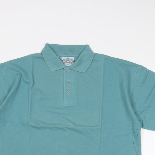 High Volume Mens Blue Polyester Polo Size L Collared Button