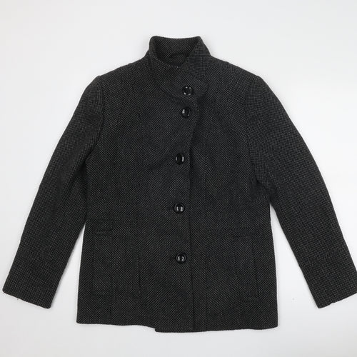 Debenhams Womens Grey Geometric Overcoat Coat Size 16 Button