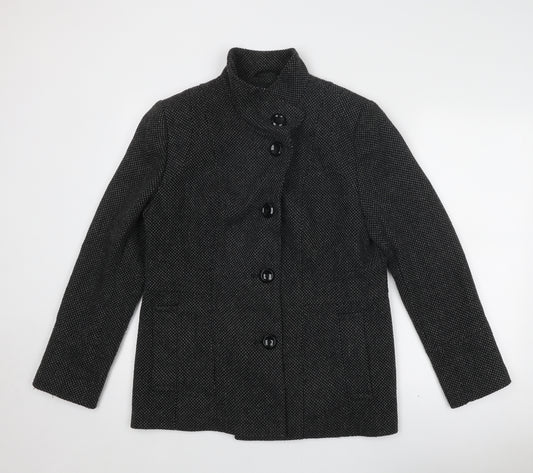 Debenhams Womens Grey Geometric Overcoat Coat Size 16 Button
