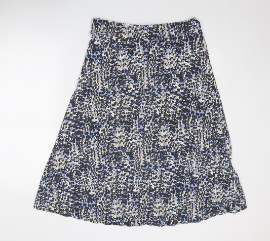 Classic Womens Blue Geometric Viscose Swing Skirt Size 14