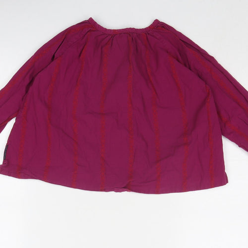 Polarn O. Pyret Girls Purple Geometric Cotton Basic Blouse Size 5-6 Years Round Neck Button