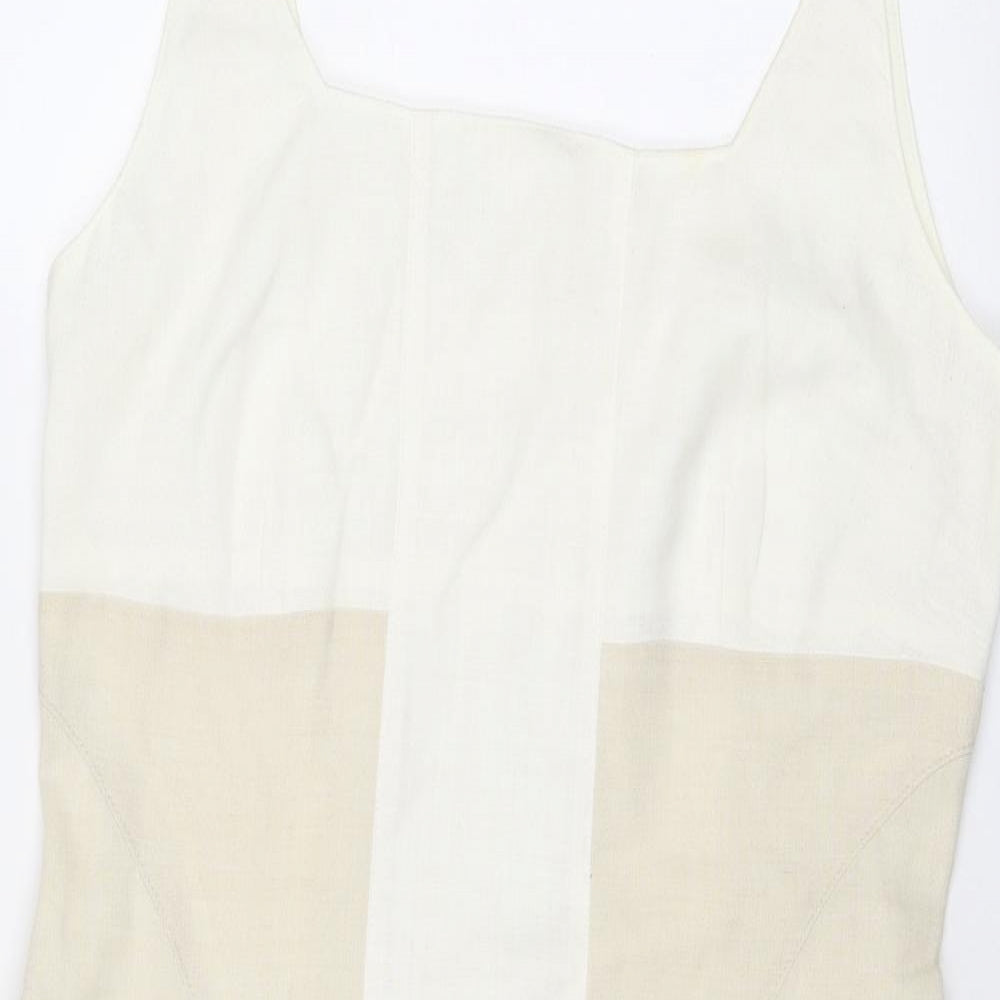 Umlauf & Klein Womens Beige Colourblock Polyester A-Line Size 16 Square Neck Zip