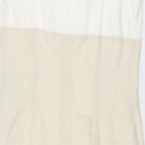 Umlauf & Klein Womens Beige Colourblock Polyester A-Line Size 16 Square Neck Zip