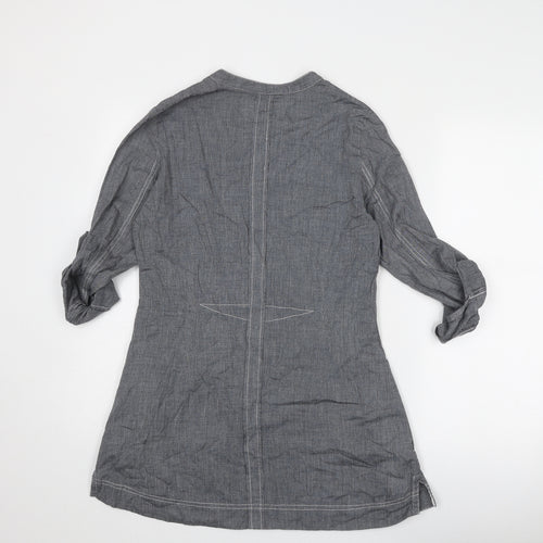 M&Co Womens Grey Cotton Kaftan Size 10 V-Neck Zip