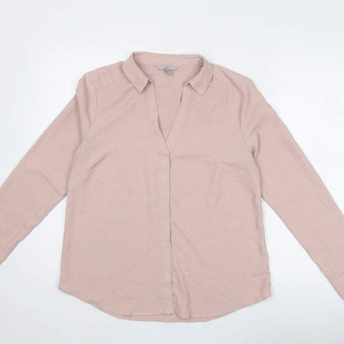 H&M Womens Pink Polyester Basic Button-Up Size M Collared