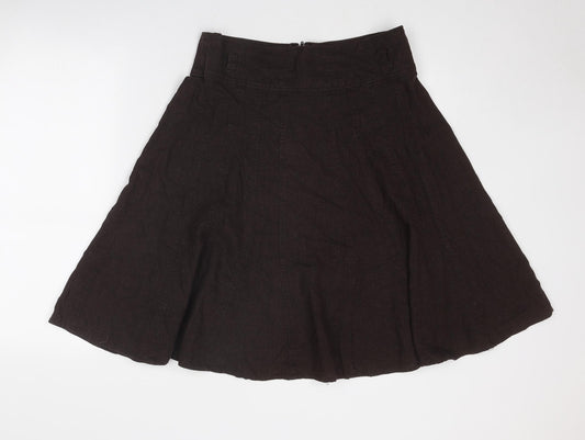 New Look Womens Brown Linen Swing Skirt Size 10 Zip