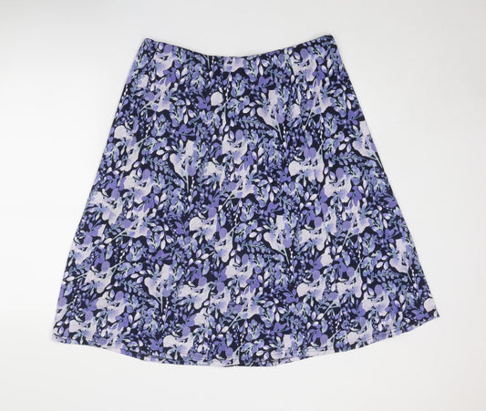 EWM Womens Blue Geometric Polyester A-Line Skirt Size 36 in