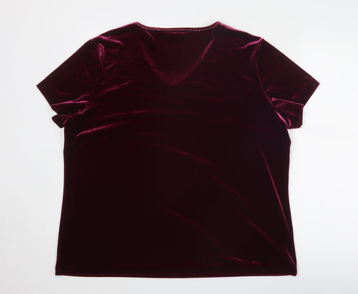 Debenhams Womens Purple Polyester Basic T-Shirt Size 22 V-Neck