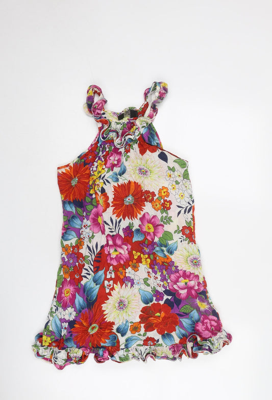 AX Paris Womens Multicoloured Floral Cotton Basic Tank Size 12 Round Neck