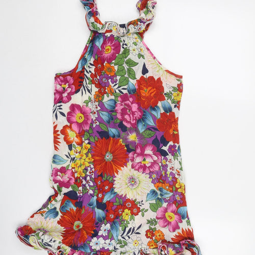 AX Paris Womens Multicoloured Floral Cotton Basic Tank Size 12 Round Neck