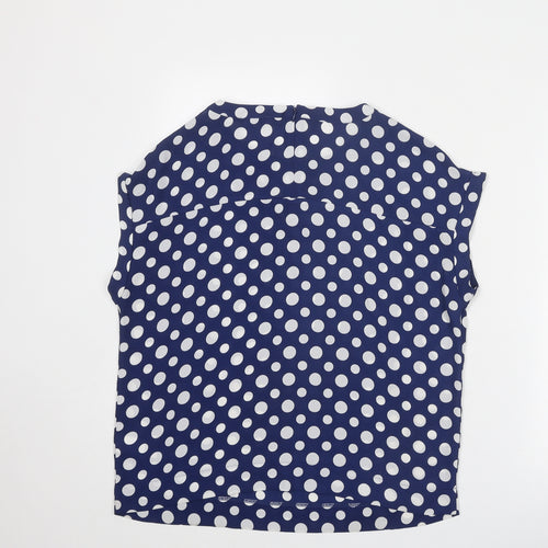 NEXT Womens Blue Polka Dot Polyester Basic Blouse Size 10 Round Neck