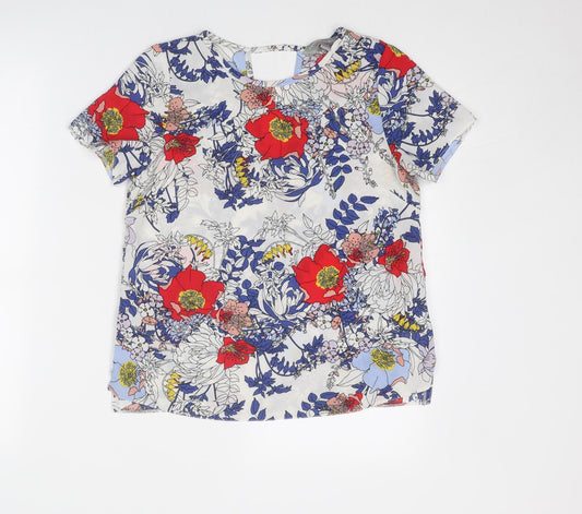 Dorothy Perkins Womens Multicoloured Geometric Polyester Basic Blouse Size 8 Round Neck