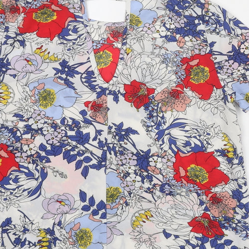 Dorothy Perkins Womens Multicoloured Geometric Polyester Basic Blouse Size 8 Round Neck