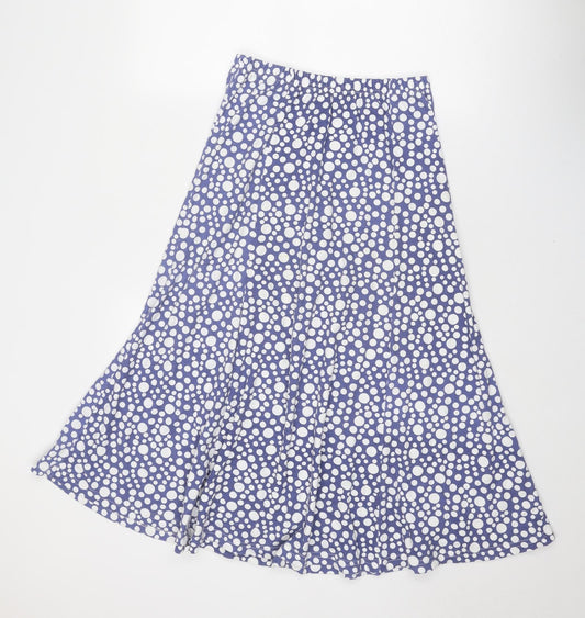 Poppy Womens Blue Polka Dot Polyester A-Line Skirt Size 12