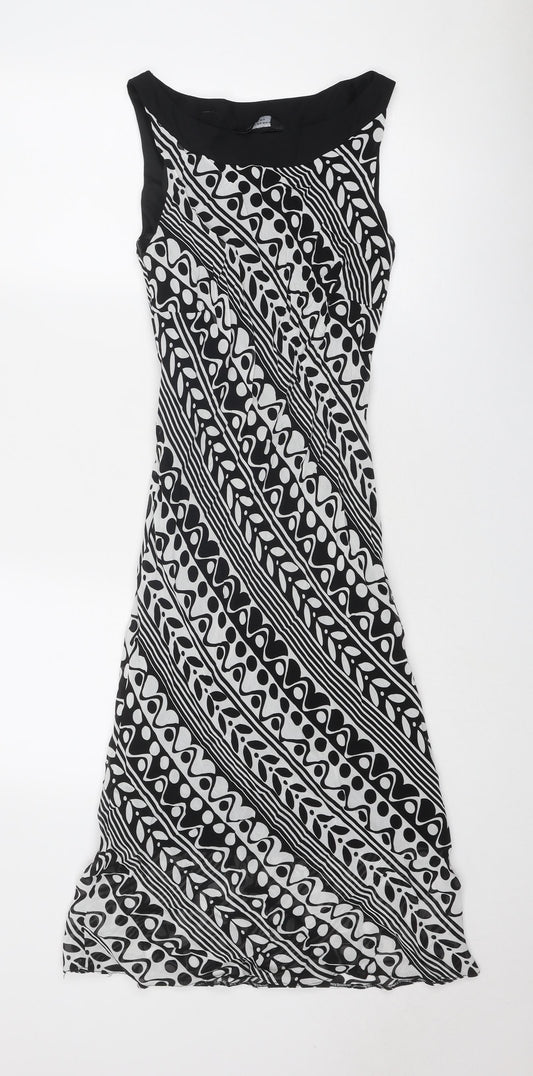Dorothy Perkins Womens Black Geometric Viscose Tank Dress Size 10 Round Neck Pullover
