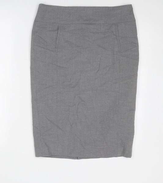 Mango Womens Grey Polyester Straight & Pencil Skirt Size 12 Zip