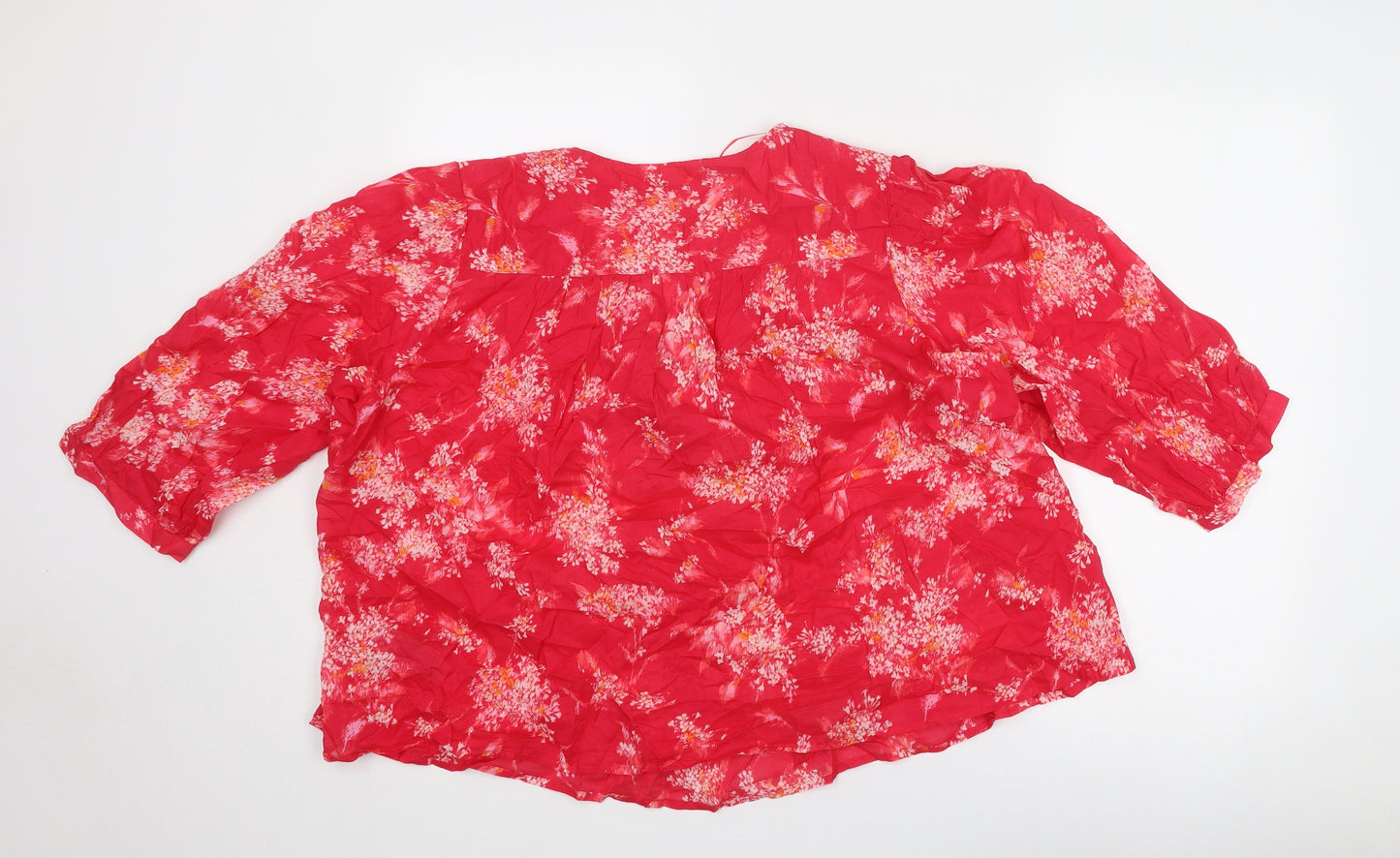 Per Una Womens Pink Geometric Cotton Basic Blouse Size XL V-Neck