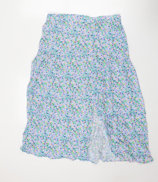 Marks and Spencer Womens Multicoloured Floral Viscose A-Line Skirt Size 14