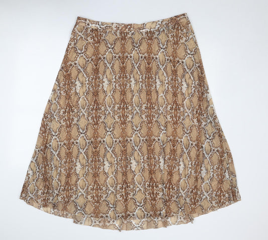 Marks and Spencer Womens Brown Animal Print Polyester A-Line Skirt Size 20 - Snake Print