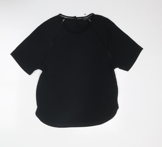 Marks and Spencer Womens Black Polyester Basic Blouse Size 8 Round Neck
