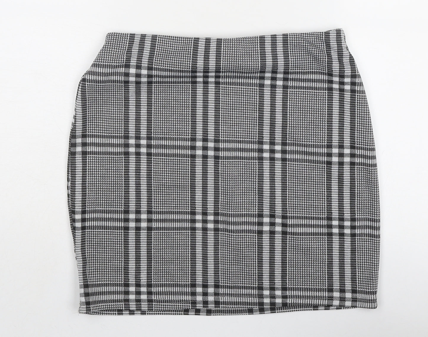 Innocence Womens Black Plaid Polyester Mini Skirt Size 12