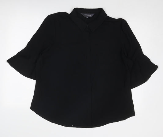 Sosandar Womens Black Polyester Basic Button-Up Size 20 Collared