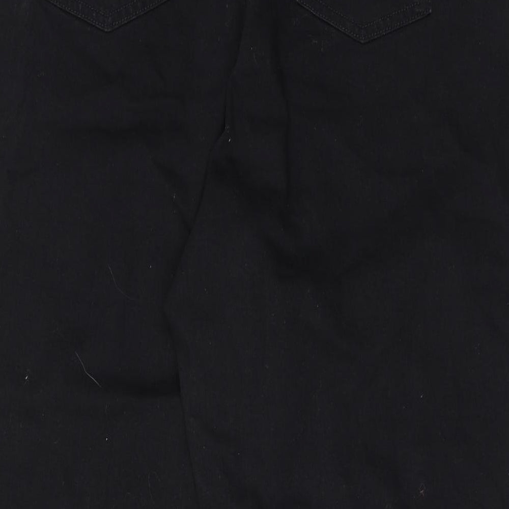 Marks and Spencer Womens Black Cotton Tapered Jeans Size 18 Regular Zip - Barrel Style