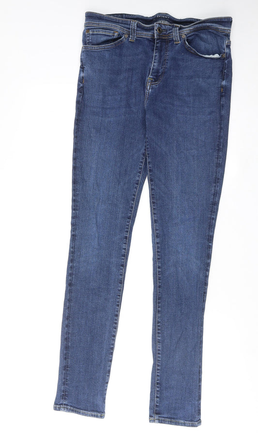 Jack Wills Mens Blue Cotton Skinny Jeans Size 32 in L34 in Regular Zip