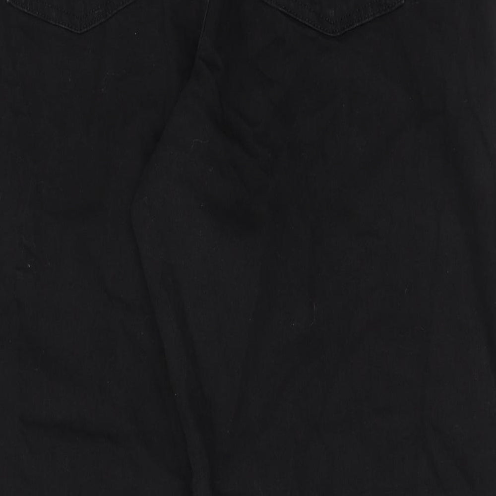 Marks and Spencer Womens Black Cotton Tapered Jeans Size 18 Regular Zip - Barrel Style
