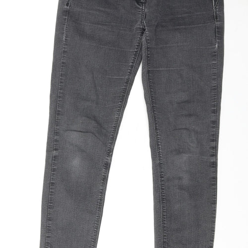 River Island Womens Grey Cotton Skinny Jeans Size 12 Regular Zip