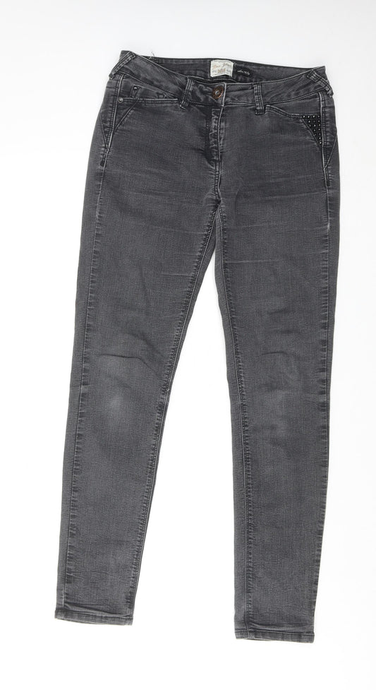 River Island Womens Grey Cotton Skinny Jeans Size 12 Regular Zip