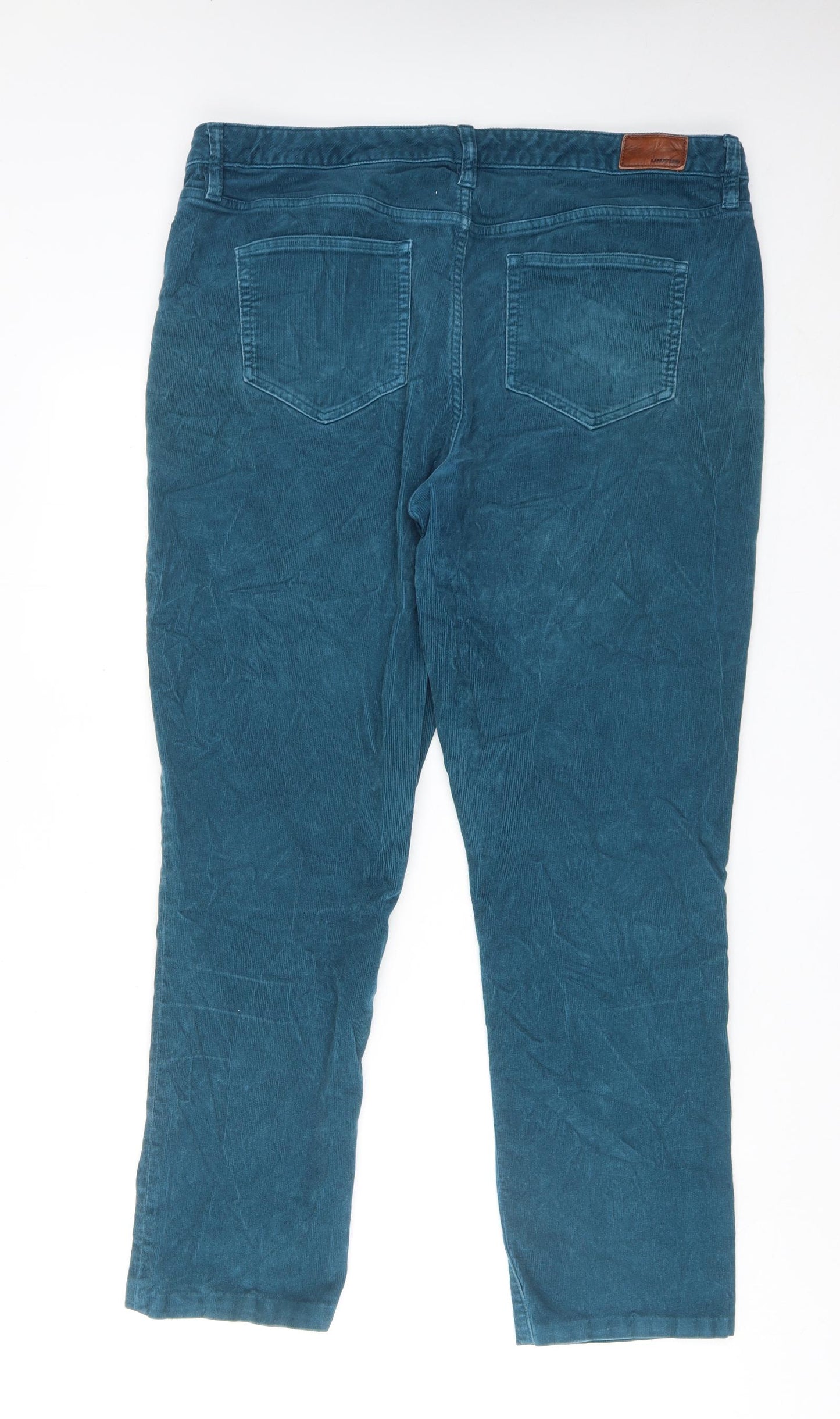 Lands' End Womens Blue Cotton Trousers Size 18 Regular Zip