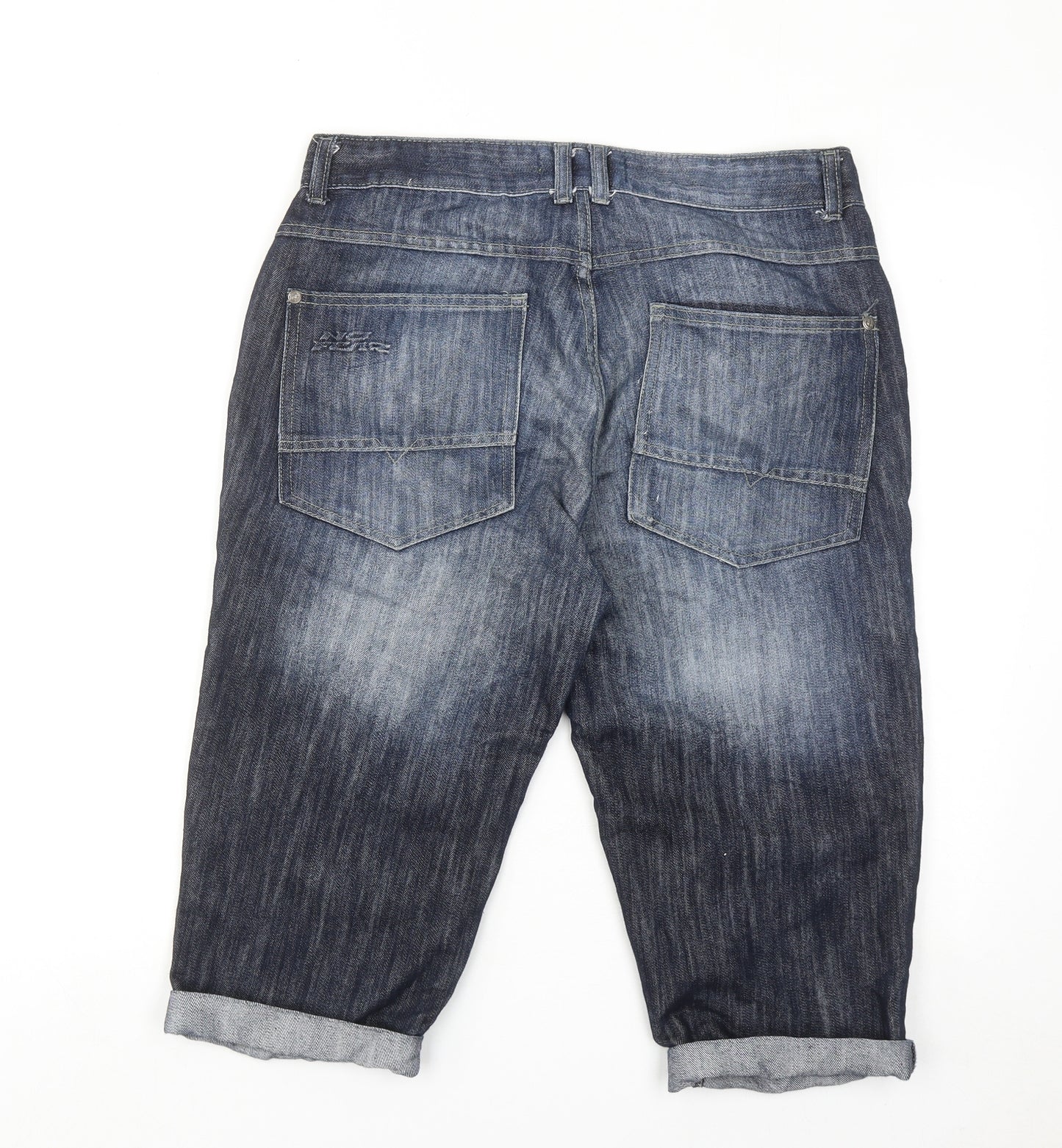 No Fear Mens Blue Cotton Bermuda Shorts Size L Regular Zip