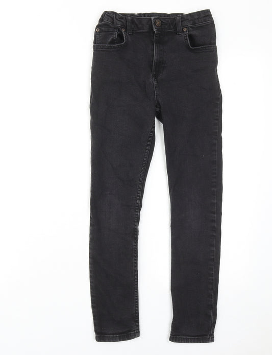 River Island Boys Black Cotton Skinny Jeans Size 10 Years Regular Zip