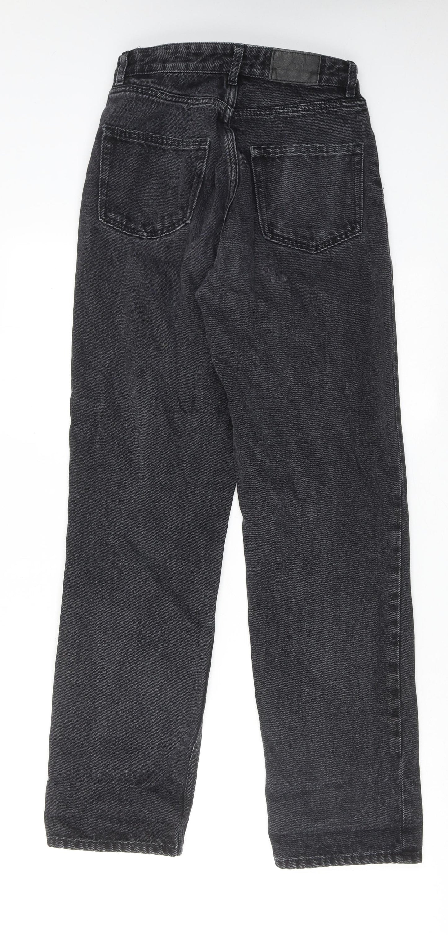 Monki Womens Grey Cotton Straight Jeans Size 26 in Regular Zip