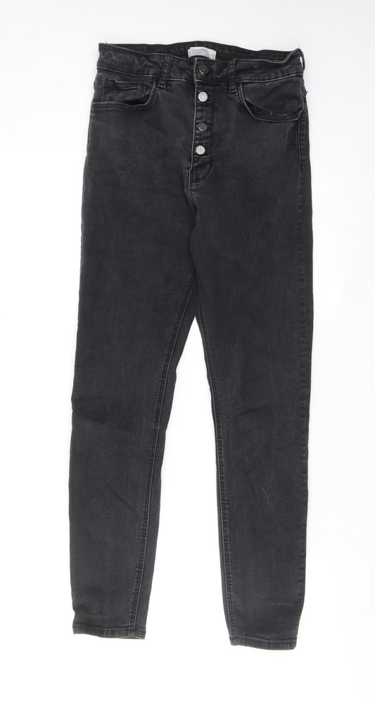 Zara Womens Black Cotton Skinny Jeans Size 26 in Regular Button