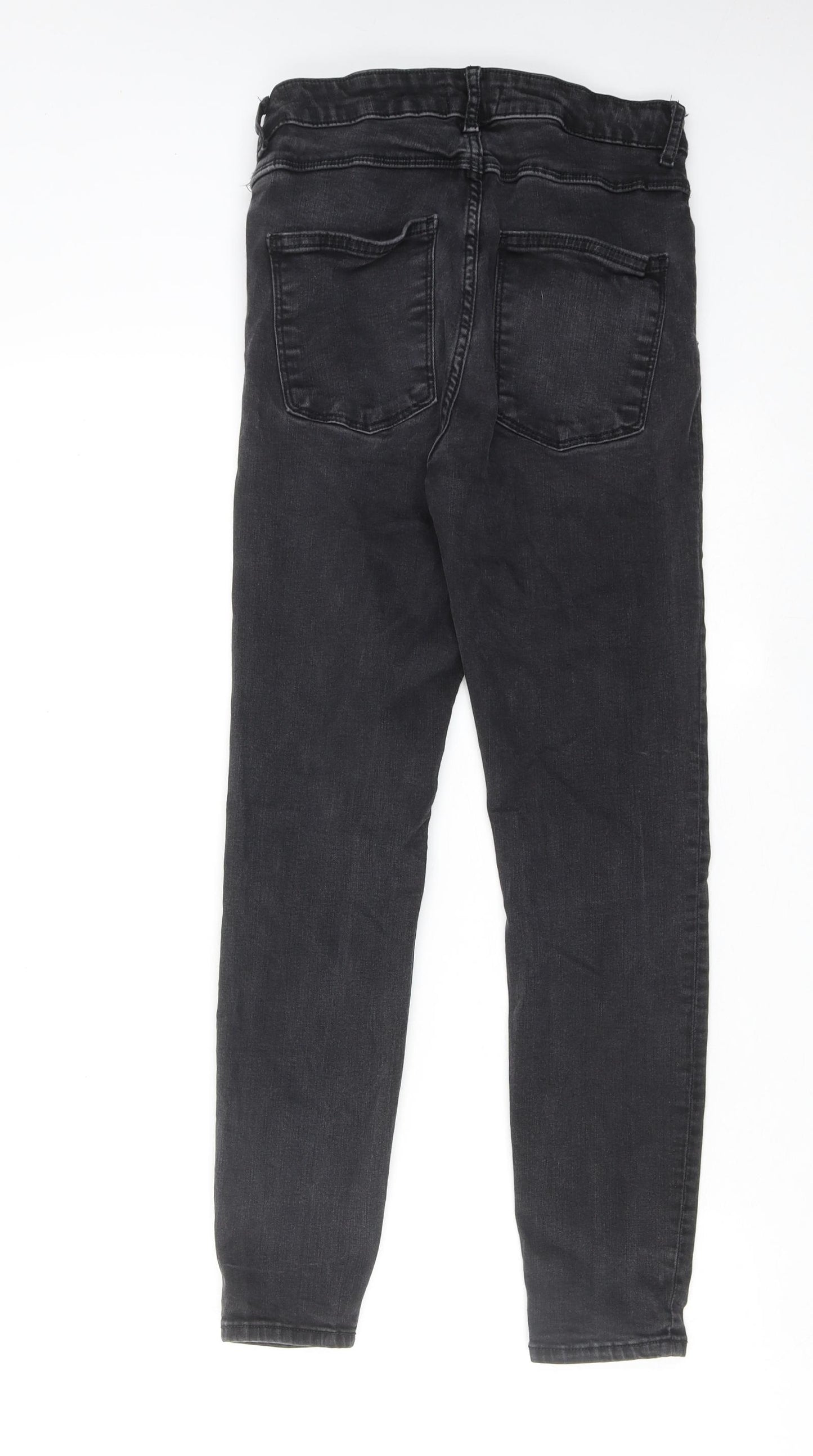 Zara Womens Black Cotton Skinny Jeans Size 26 in Regular Button