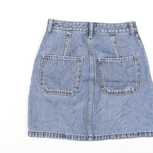 Hollister Womens Blue Cotton A-Line Skirt Size 24 in Zip