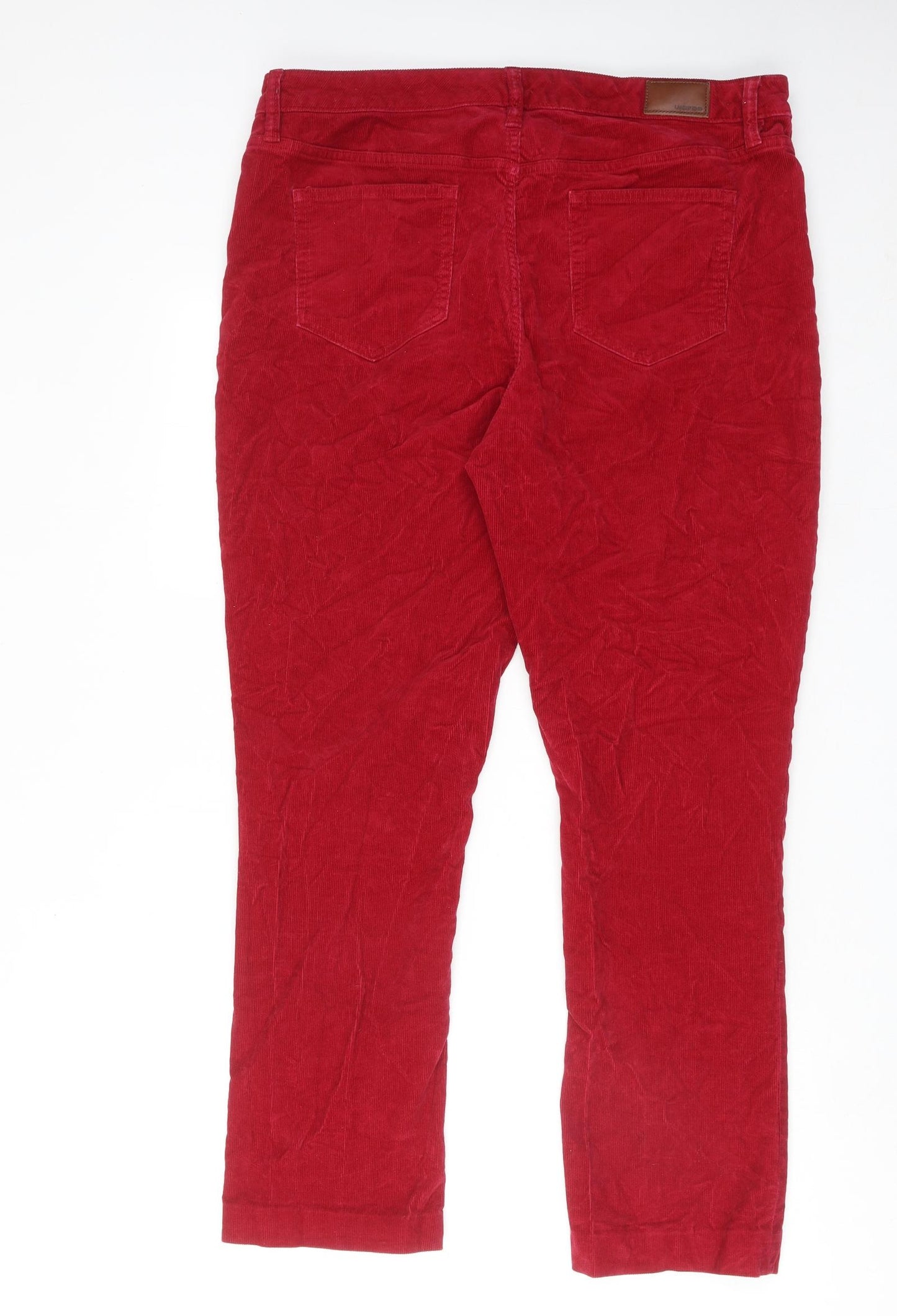 Lands' End Womens Red Cotton Trousers Size 18 Regular Zip