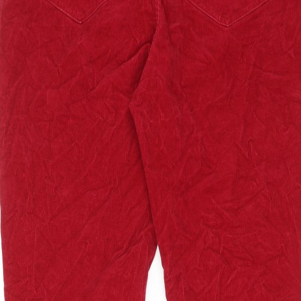 Lands' End Womens Red Cotton Trousers Size 18 Regular Zip