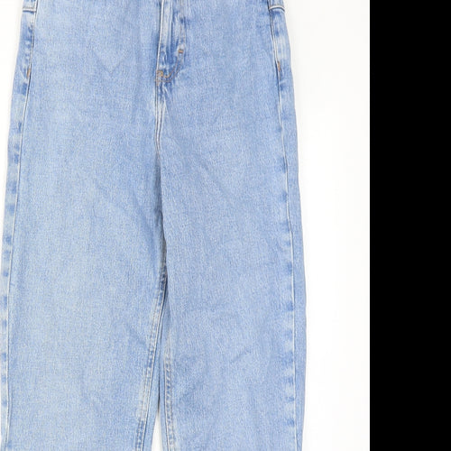 New Look Womens Blue Cotton Tapered Jeans Size 8 Regular Zip