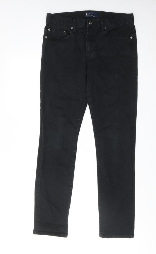 Gap Mens Black Cotton Skinny Jeans Size 30 in L30 in Regular Zip