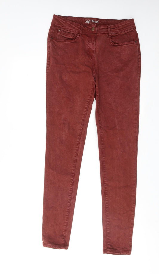 NEXT Womens Red Cotton Skinny Jeans Size 10 Regular Zip