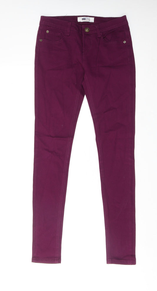 New Look Womens Purple Cotton Skinny Jeans Size 8 Regular Zip