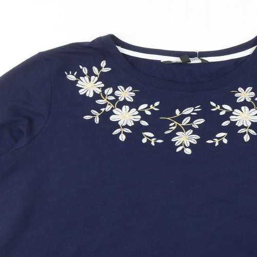 Bonmarché Womens Blue Floral Polyester Pullover Sweatshirt Size 18 Pullover
