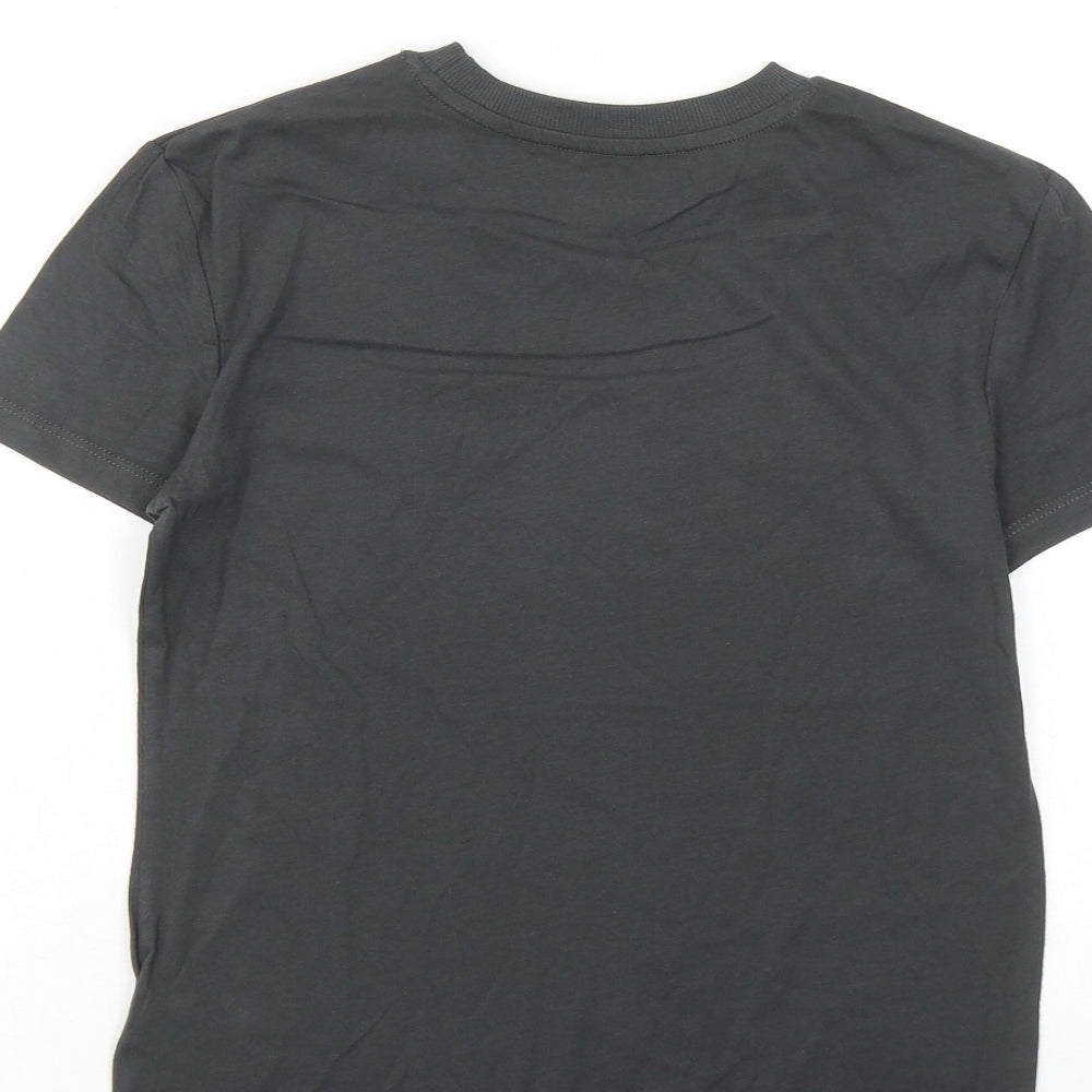 Marks and Spencer Boys Grey Cotton Basic T-Shirt Size 8-9 Years Round Neck Pullover